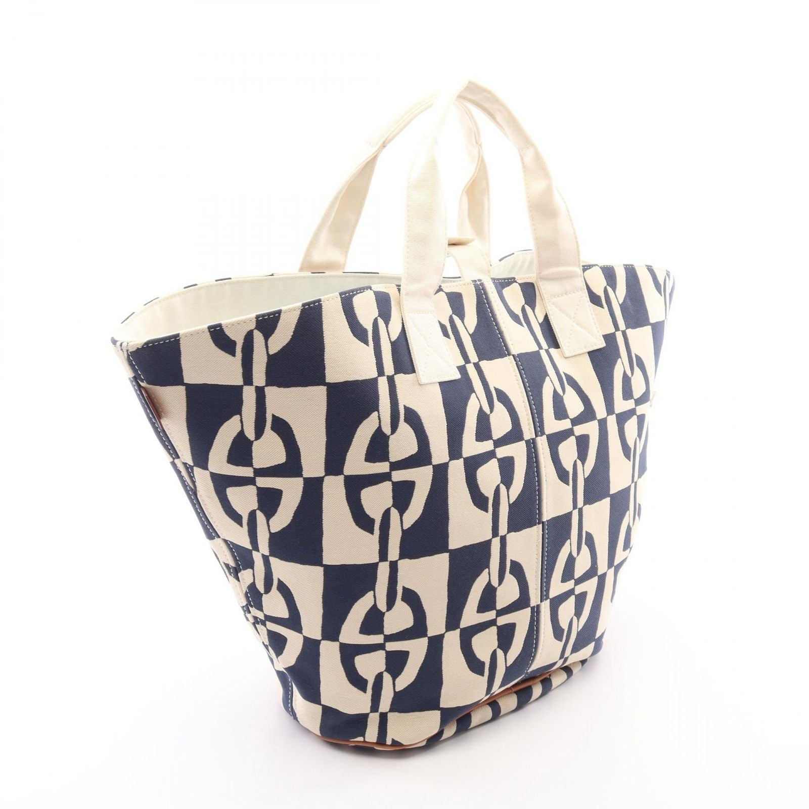 Hermes Tote Panier de Plage PM Chaine D'ancre Off White Navy Canvas — view 2
