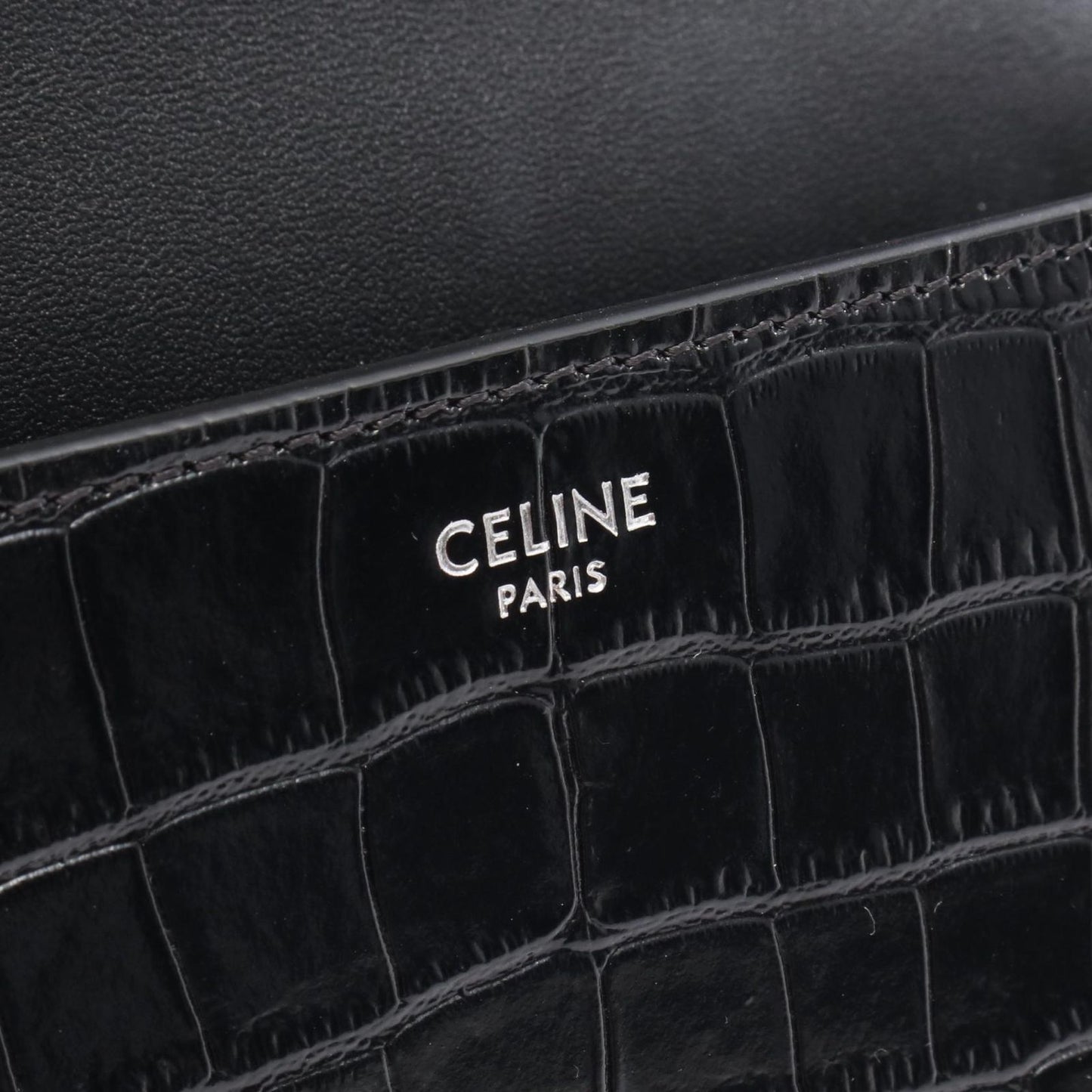 Celine Shoulder Bag Small Cross Triomphe Croco Embossed Leather — view 4