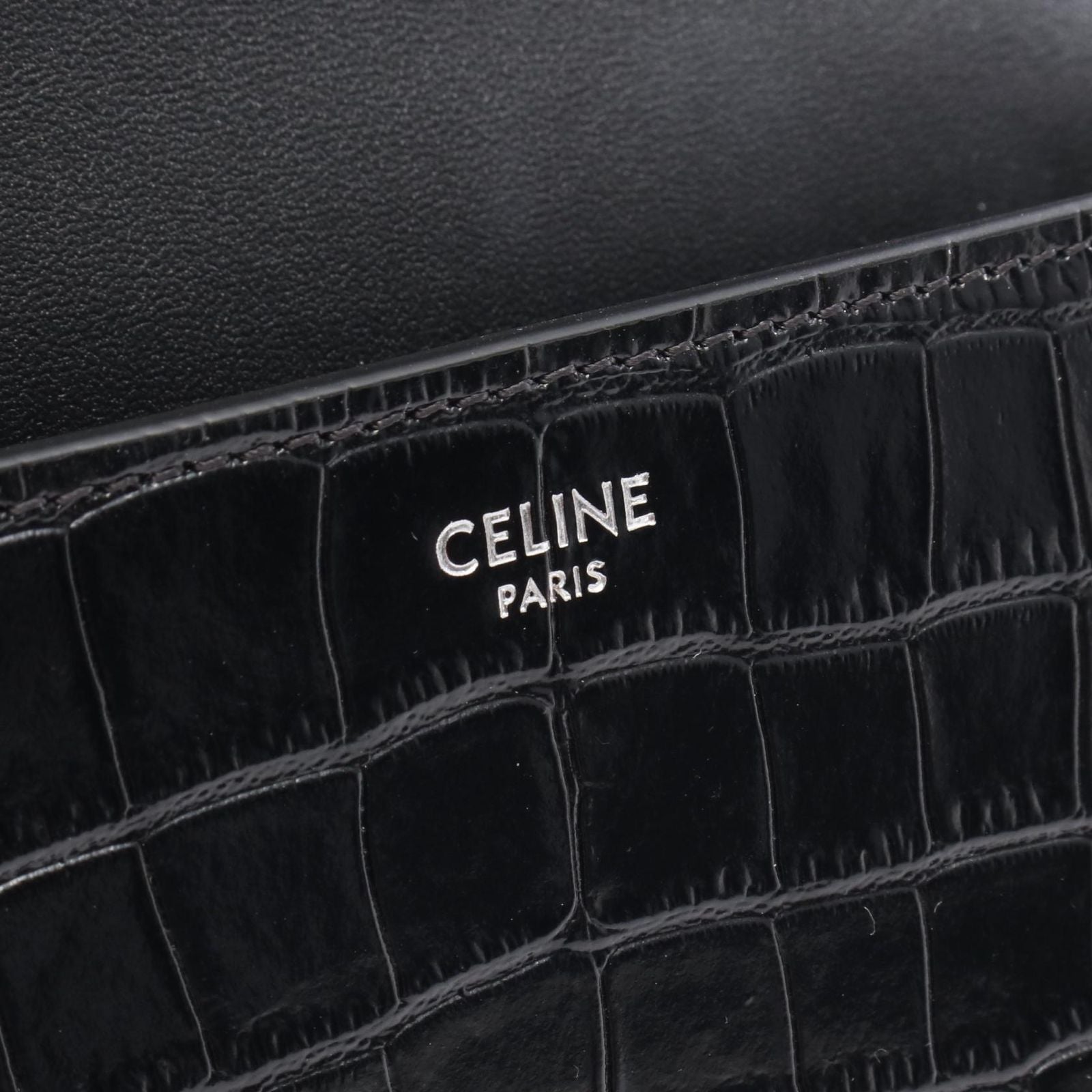 Celine Shoulder Bag Small Cross Triomphe Croco Embossed Leather — view 4