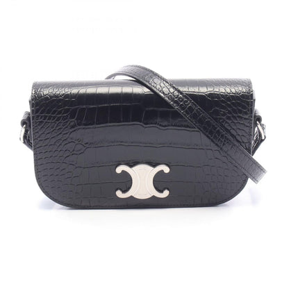 Celine Shoulder Bag Small Cross Triomphe Croco Embossed Leather