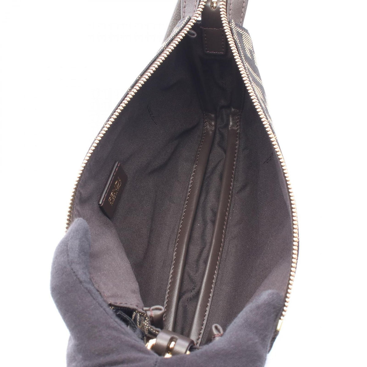 Fendi Shoulder Bag Zip Top Small Canvas Leather — view 3