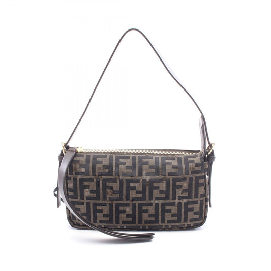 Fendi Shoulder Bag Zip Top Small Canvas Leather