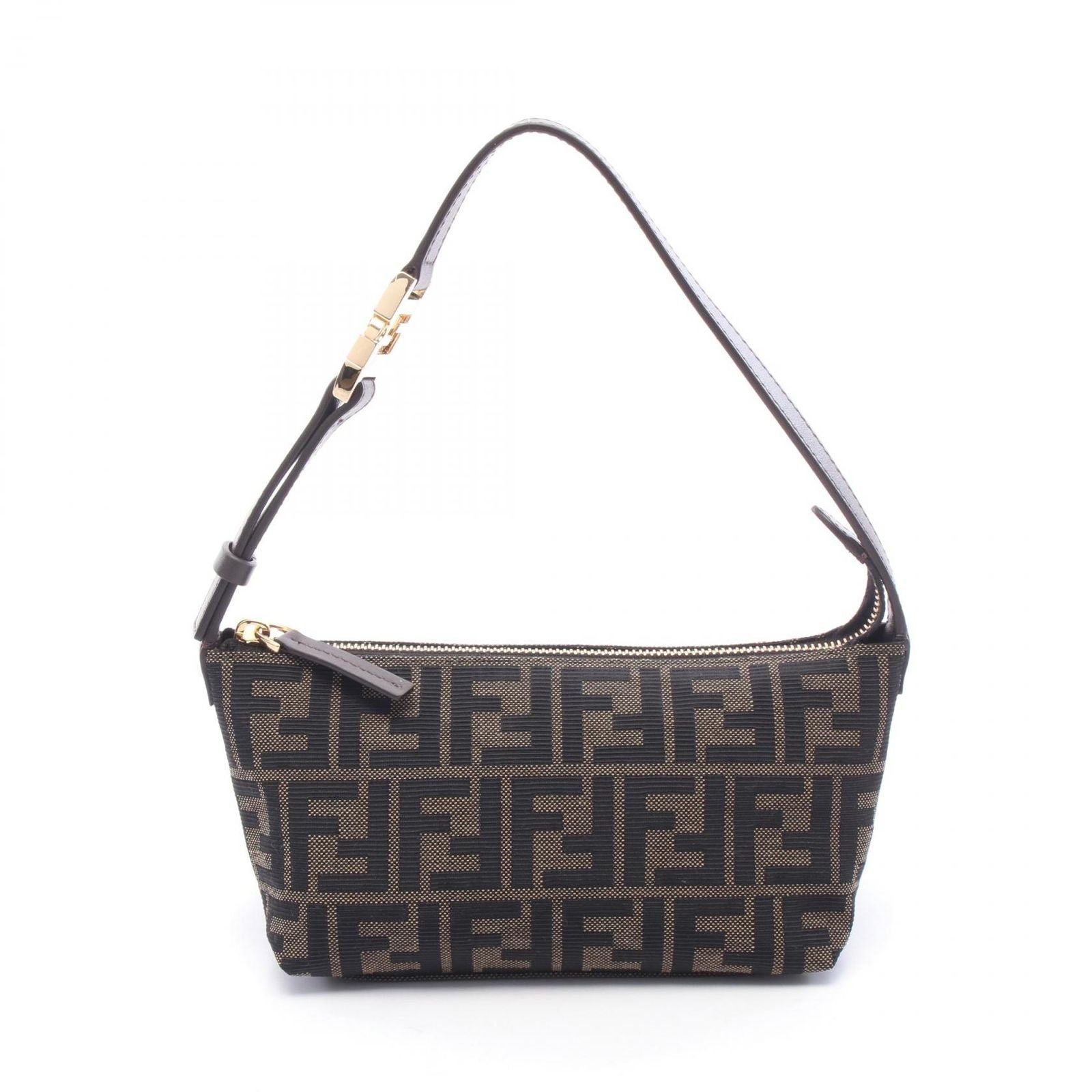 Fendi Vanity Pouch Small Zucca Canvas Leather Shoulder Bag