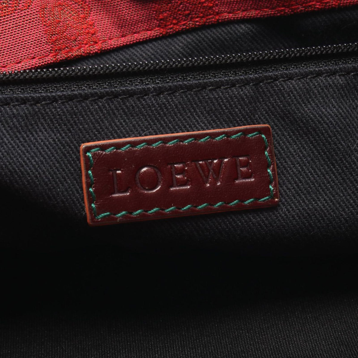 Loewe Tote Anagram Red Brown Canvas Leather — view 4