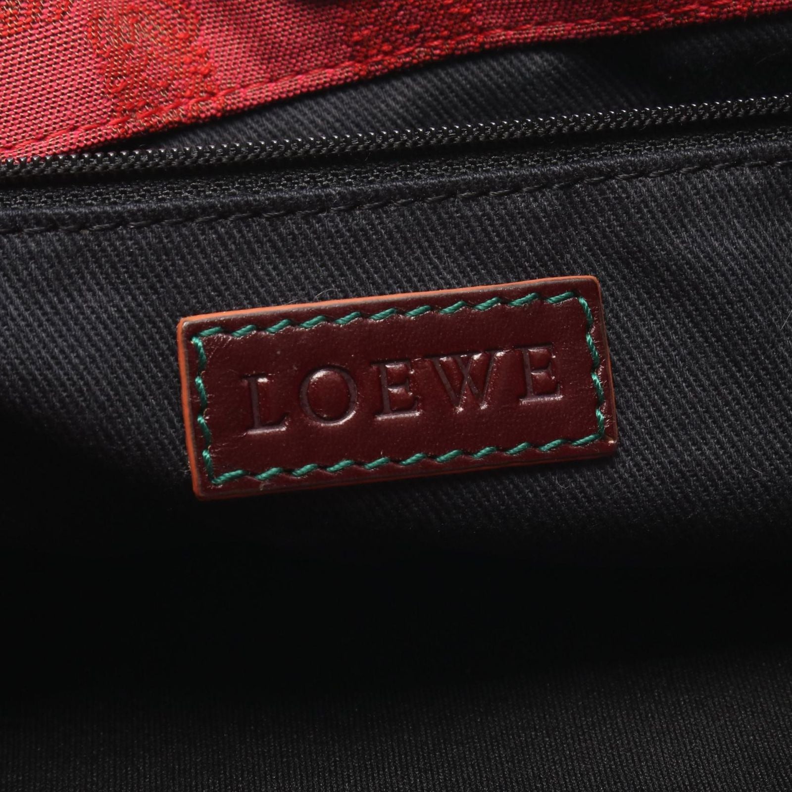 Loewe Tote Anagram Red Brown Canvas Leather — view 4