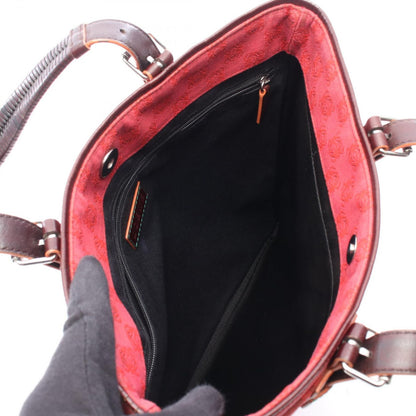 Loewe Tote Anagram Red Brown Canvas Leather — view 3