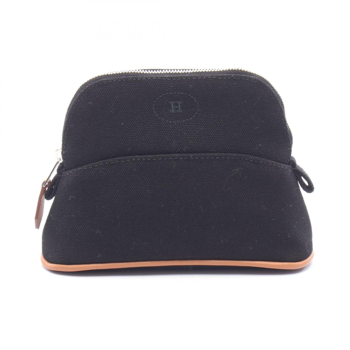 Hermes Pouch Bolide 15 Mini Black Canvas Leather