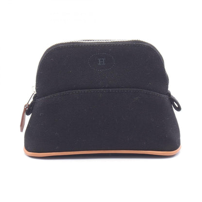 Hermes Pouch Bolide 15 Mini Black Canvas Leather