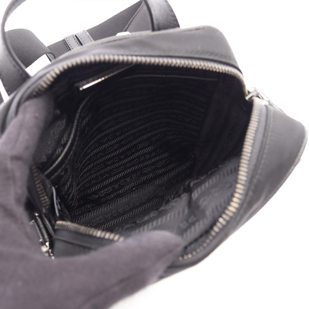 Prada Tessuto Saffiano Nylon Leather Shoulder Bag — view 3