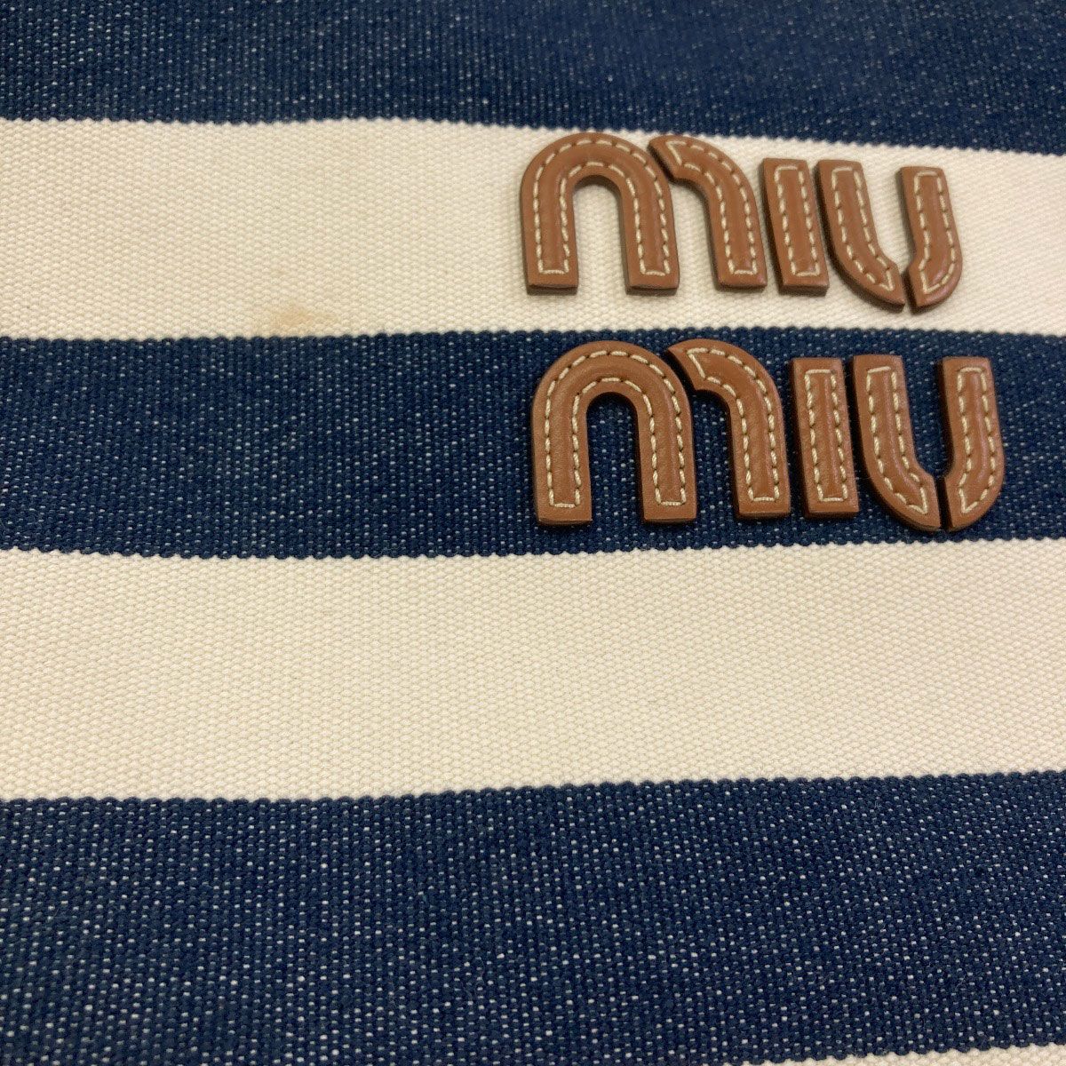 Miu Miu Ivy Border Tote Canvas Leather — view 7