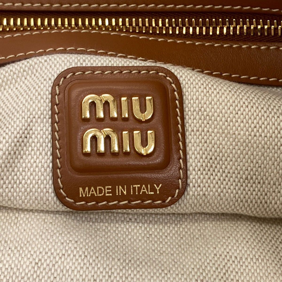 Miu Miu Ivy Border Tote Canvas Leather — view 6