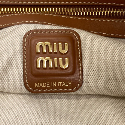 Miu Miu Ivy Border Tote Canvas Leather — view 6