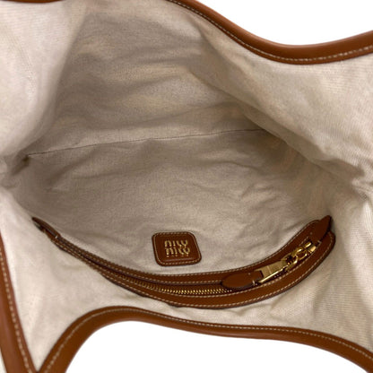 Miu Miu Ivy Border Tote Canvas Leather — view 5