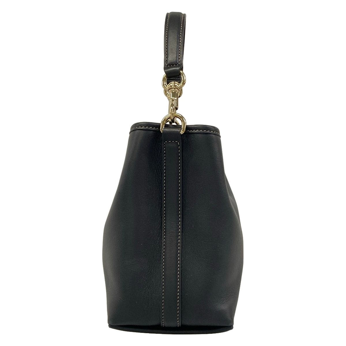 Gucci GG Emblem Small Bucket Bag Black Leather — view 2
