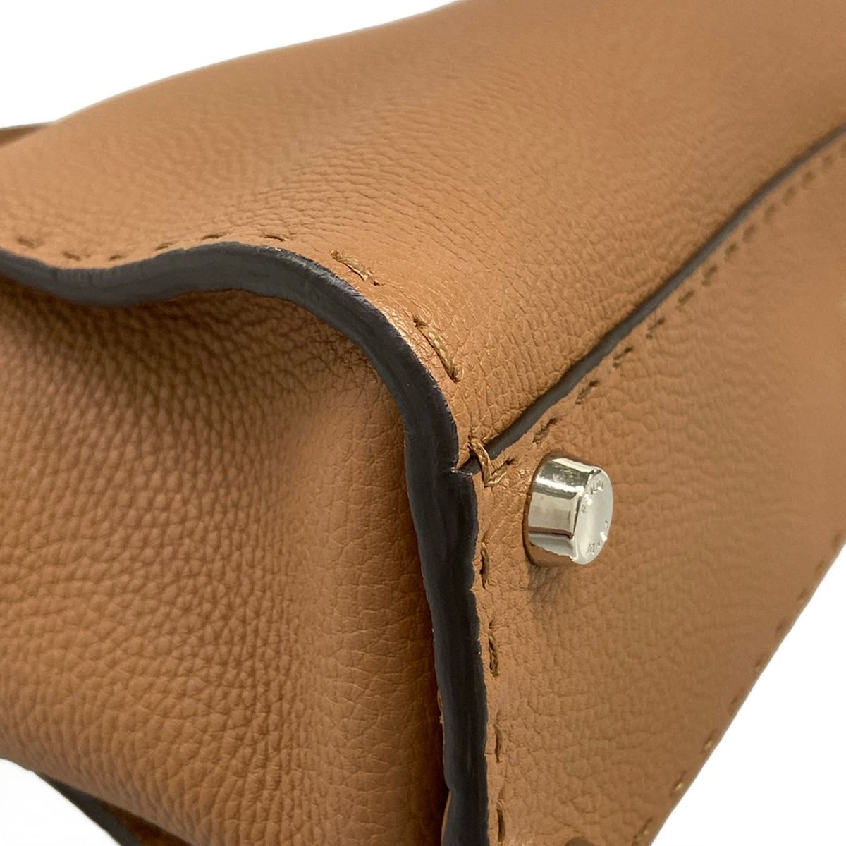 Fendi Handbag Peekaboo Iconic Medium Selleria Brown Leather — view 6