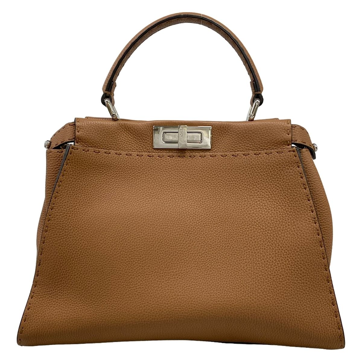 Fendi Handbag Peekaboo Iconic Medium Selleria Brown Leather