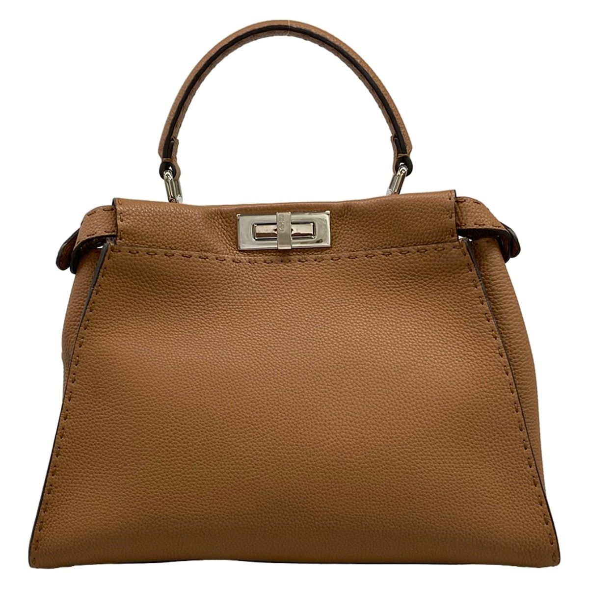 Fendi Handbag Peekaboo Iconic Medium Selleria Brown Leather — view 3