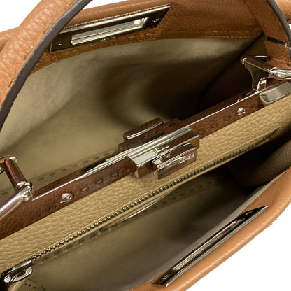 Fendi Handbag Peekaboo Iconic Medium Selleria Brown Leather — view 7