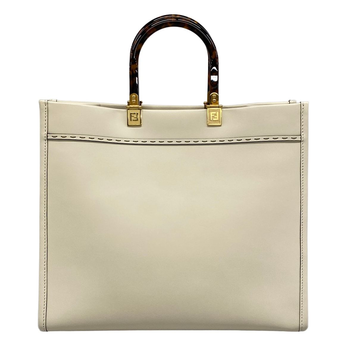 Fendi Tote Sunshine Medium Ivory Beige Leather — view 3