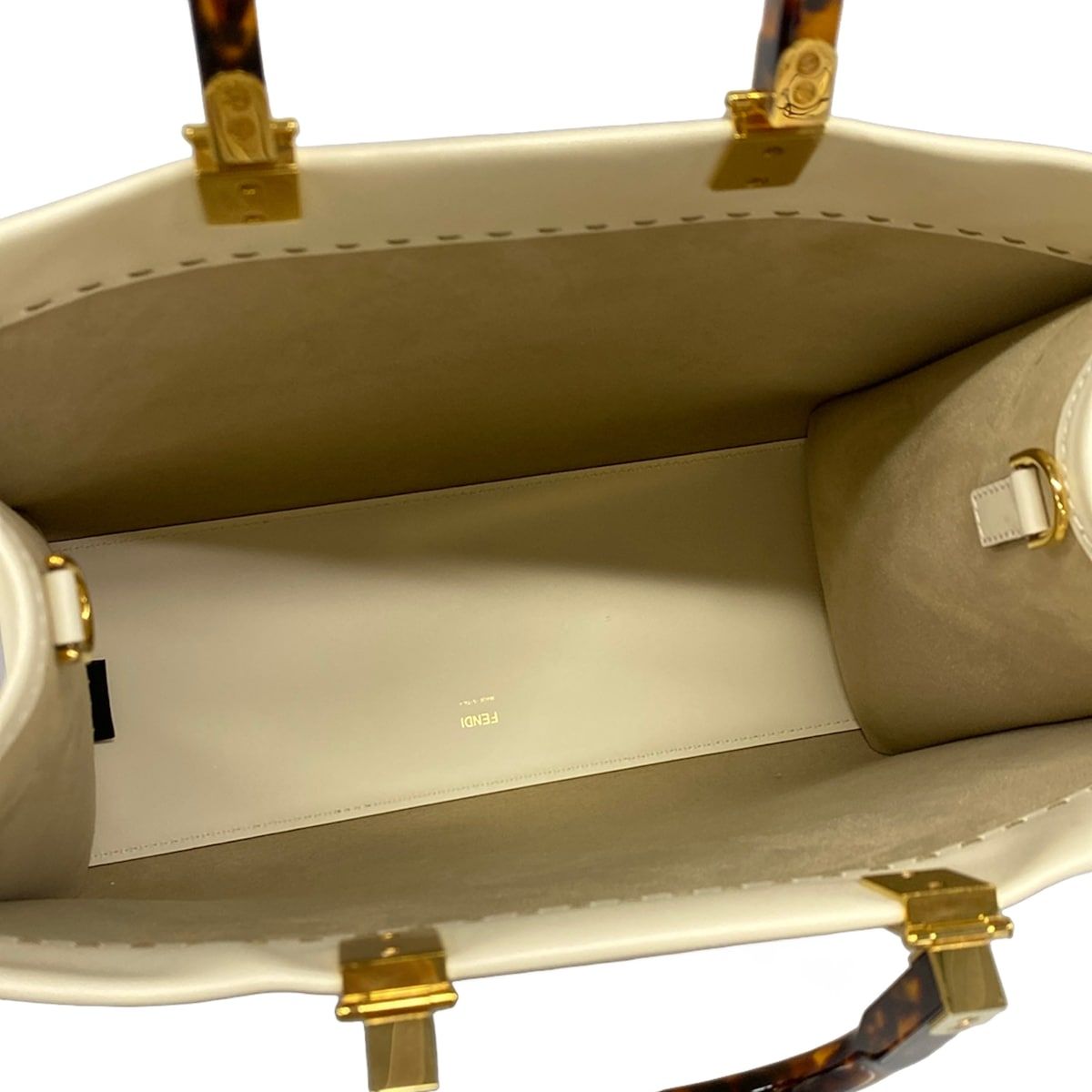 Fendi Tote Sunshine Medium Ivory Beige Leather — view 7