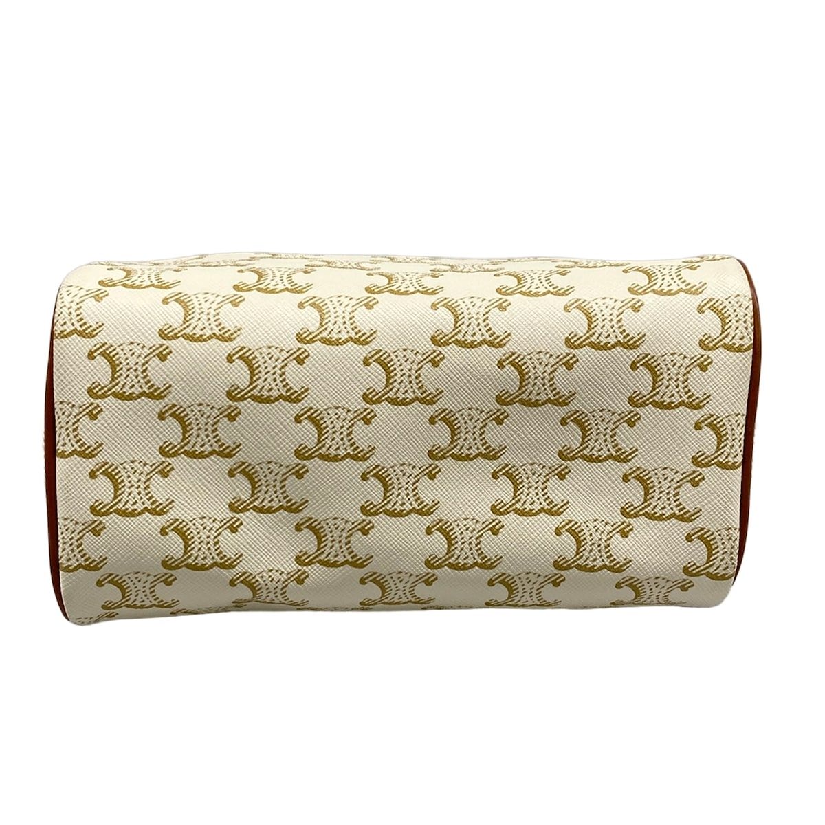 Celine Handbag Small Boston Triomphe Canvas White Beige Brown — view 5