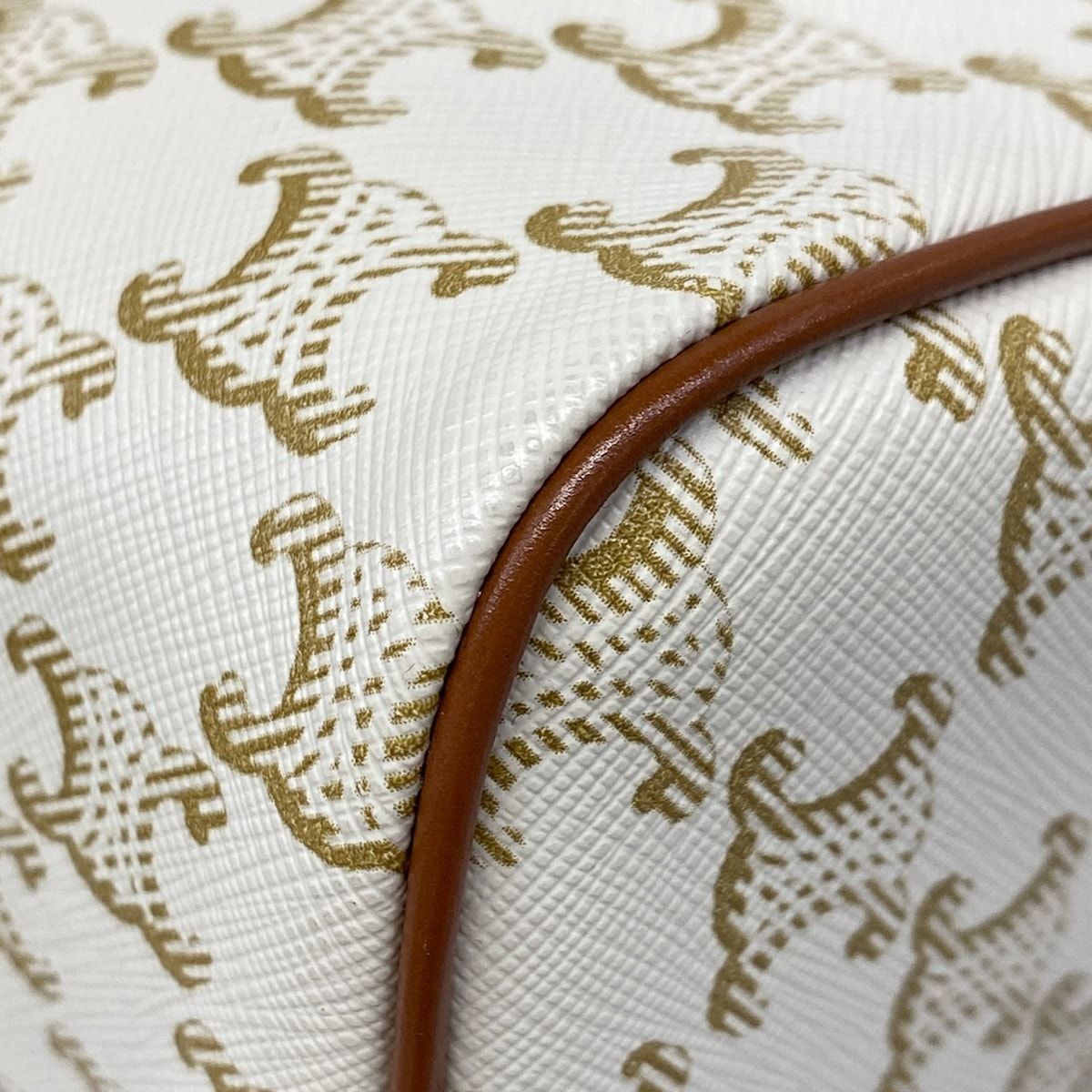 Celine Handbag Small Boston Triomphe Canvas White Beige Brown — view 6