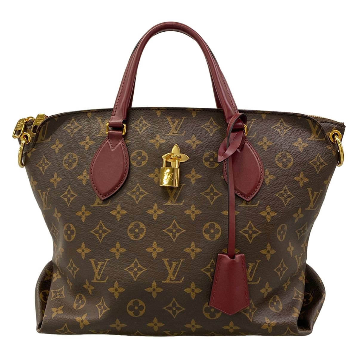 Louis Vuitton Tote Monogram Flower Zipped MM Bordeaux Leather