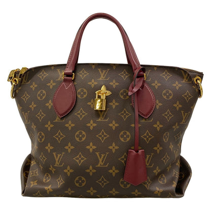 Louis Vuitton Tote Monogram Flower Zipped MM Bordeaux Leather