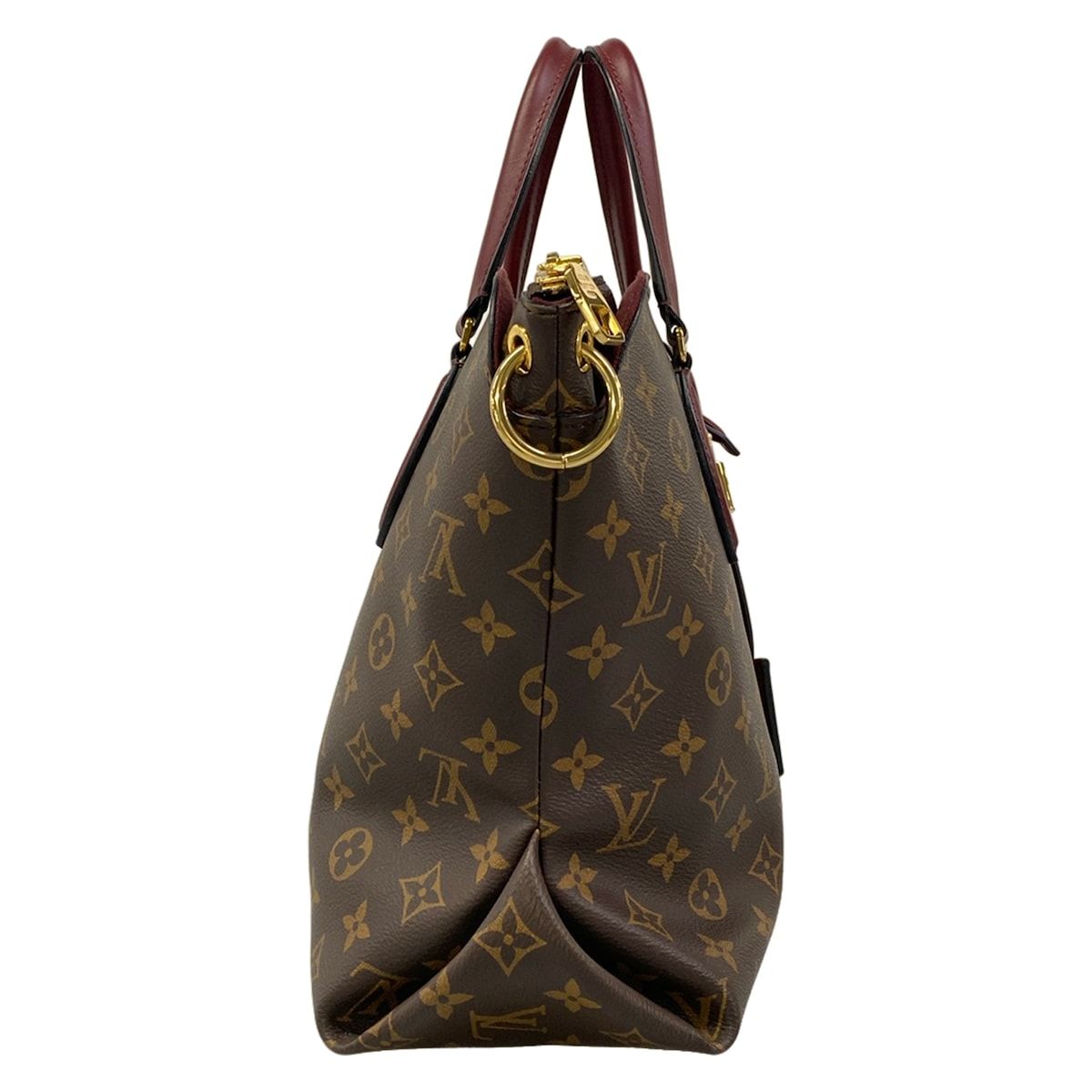 Louis Vuitton Tote Monogram Flower Zipped MM Bordeaux Leather — view 2