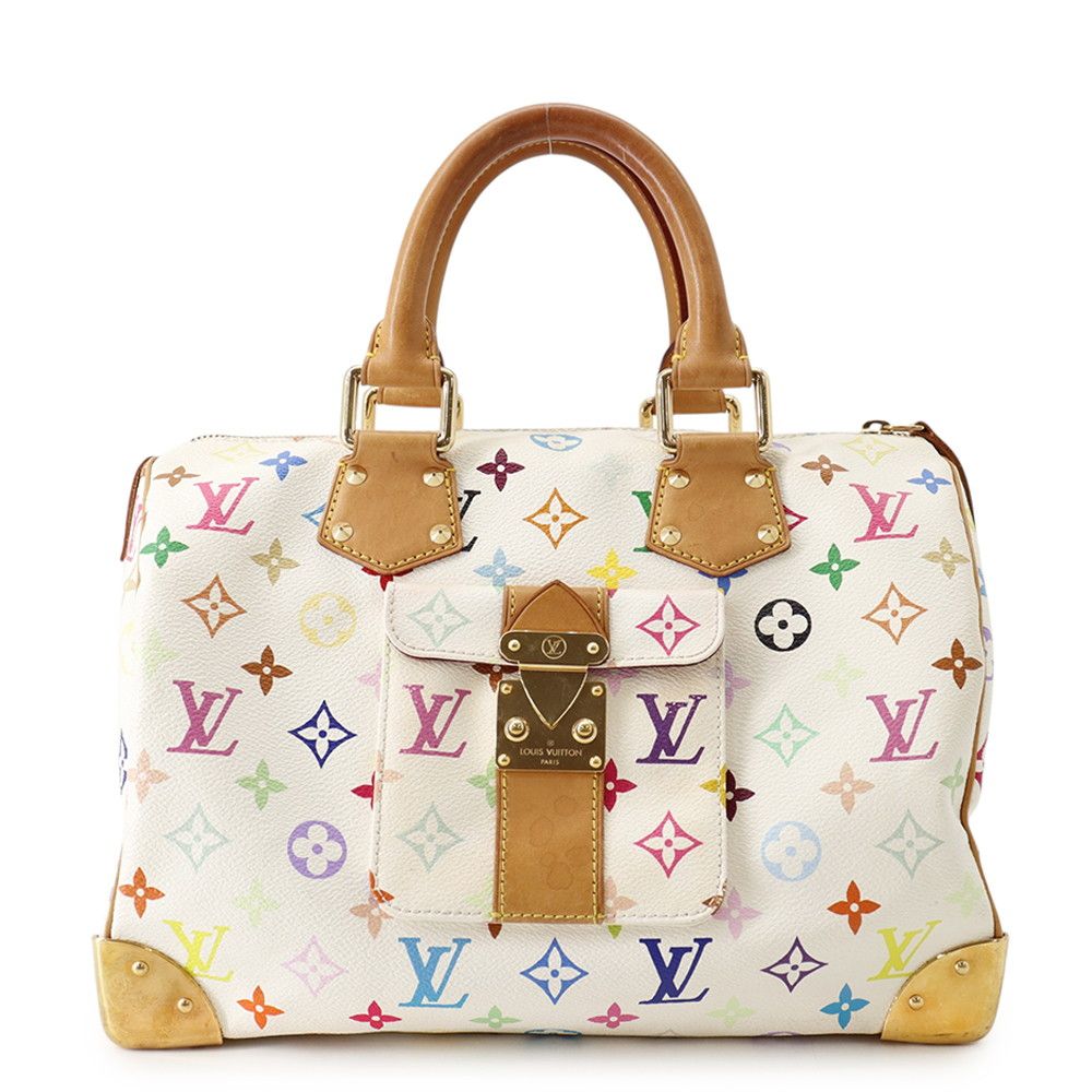 Louis Vuitton Handbag Monogram Multicolor Speedy 30 Bag White