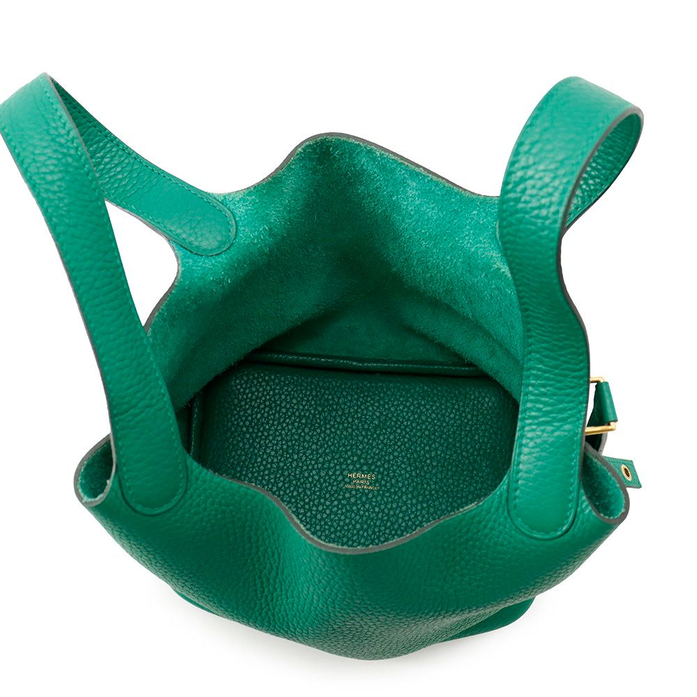 Hermes Picotin Lock PM Vert Vertigo Gold Taurillon Clemence Handbag — view 5