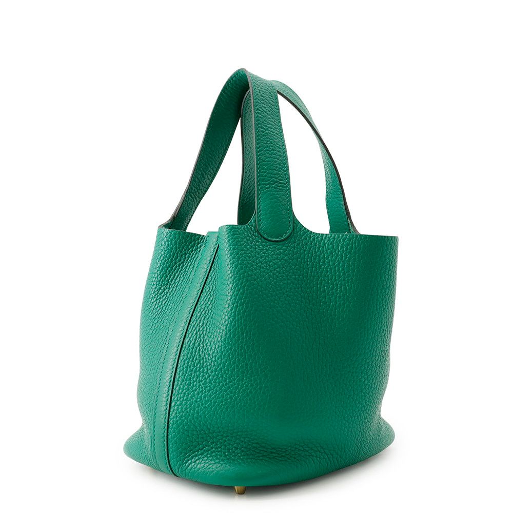 Hermes Picotin Lock PM Vert Vertigo Gold Taurillon Clemence Handbag — view 2