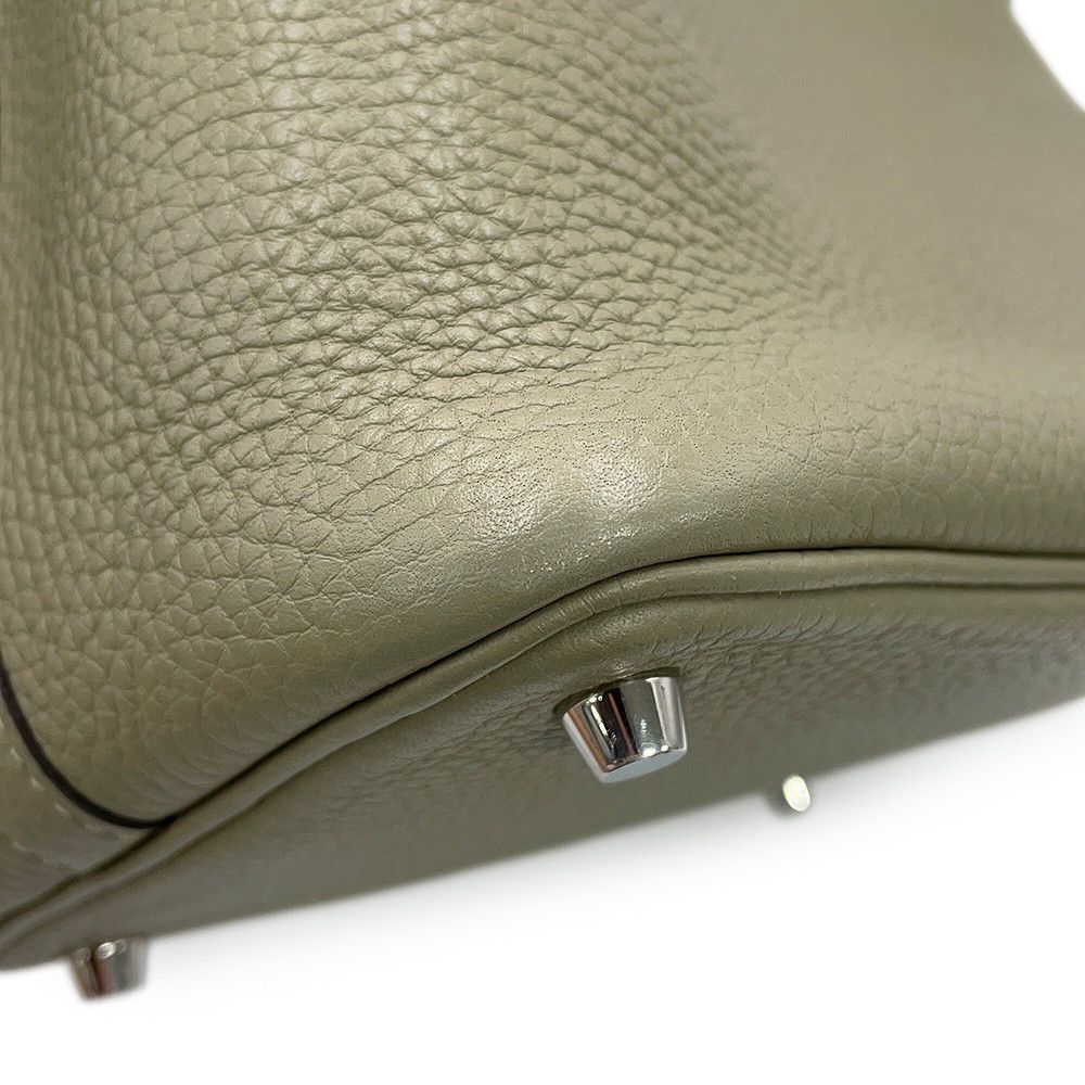 Hermes Handbag Picotin Lock PM Sage Silver Taurillon Clemence Tote — view 6