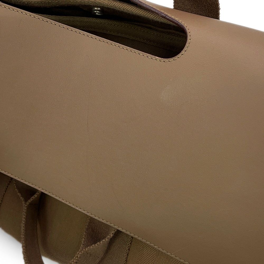 Hermes Handbag Valparaiso MM Etoupe Silver Toile Chevron Swift — view 6
