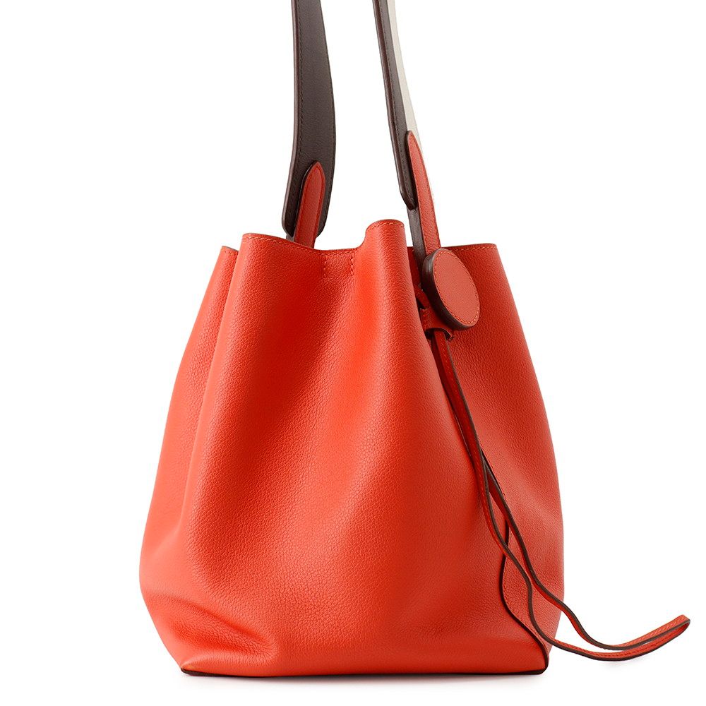 Hermes Shoulder Bag Rouge Tomato Tail White Silver Evercolor — view 2