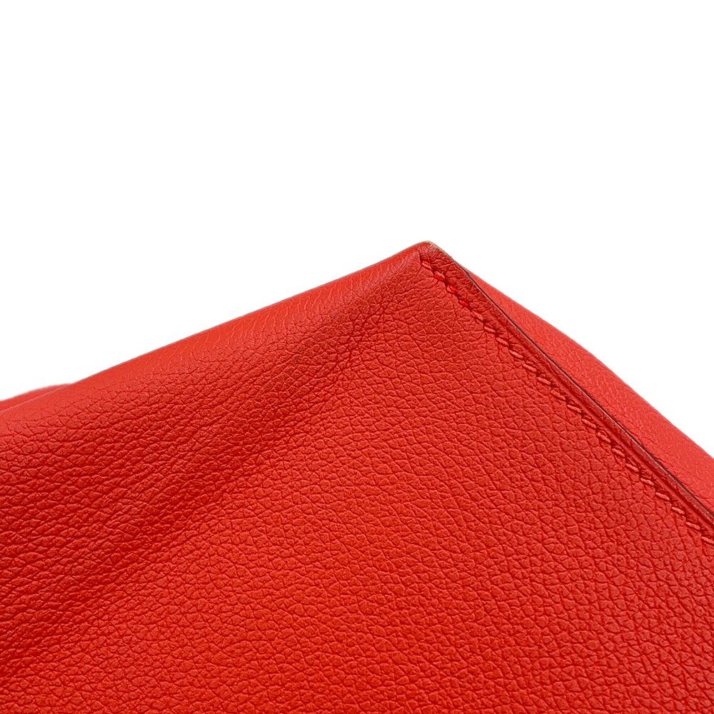Hermes Shoulder Bag Rouge Tomato Tail White Silver Evercolor — view 8