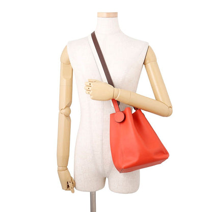 Hermes Shoulder Bag Rouge Tomato Tail White Silver Evercolor — view 4