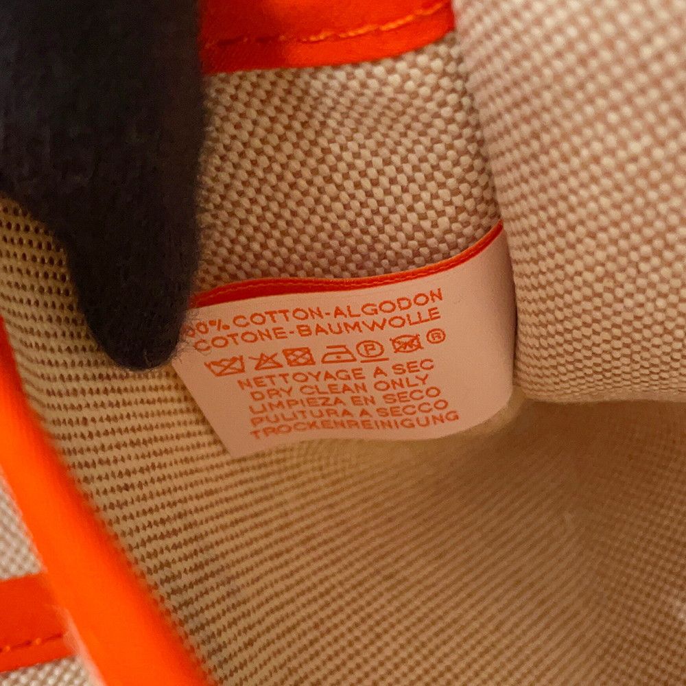 Hermes Tote Peach Palm Tree Khaki Groseil Silver Cotton — view 8