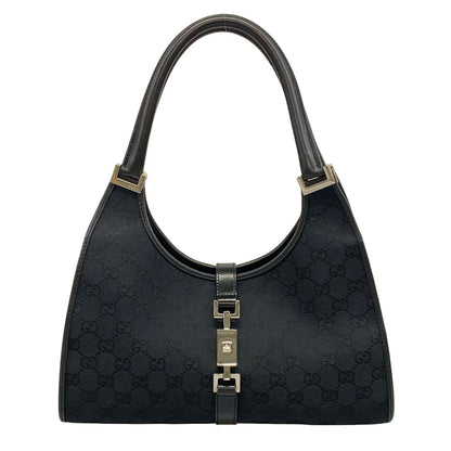 Gucci Shoulder Bag Jackiegg Pattern Black Leather
