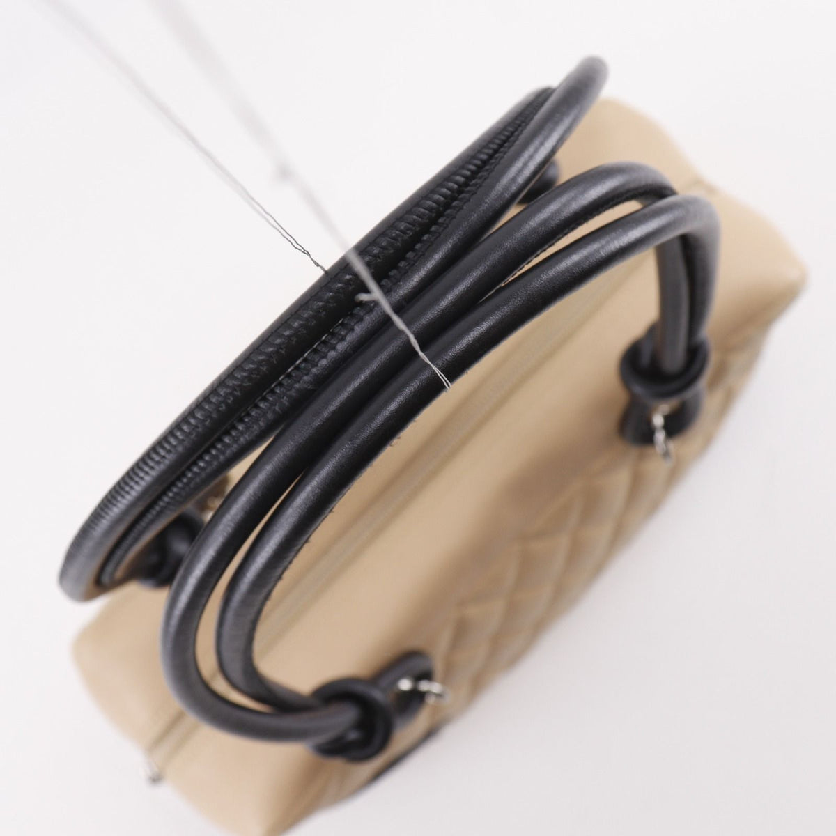 Chanel Bowling Bag Cambon Line Leather Beige Tote — view 5