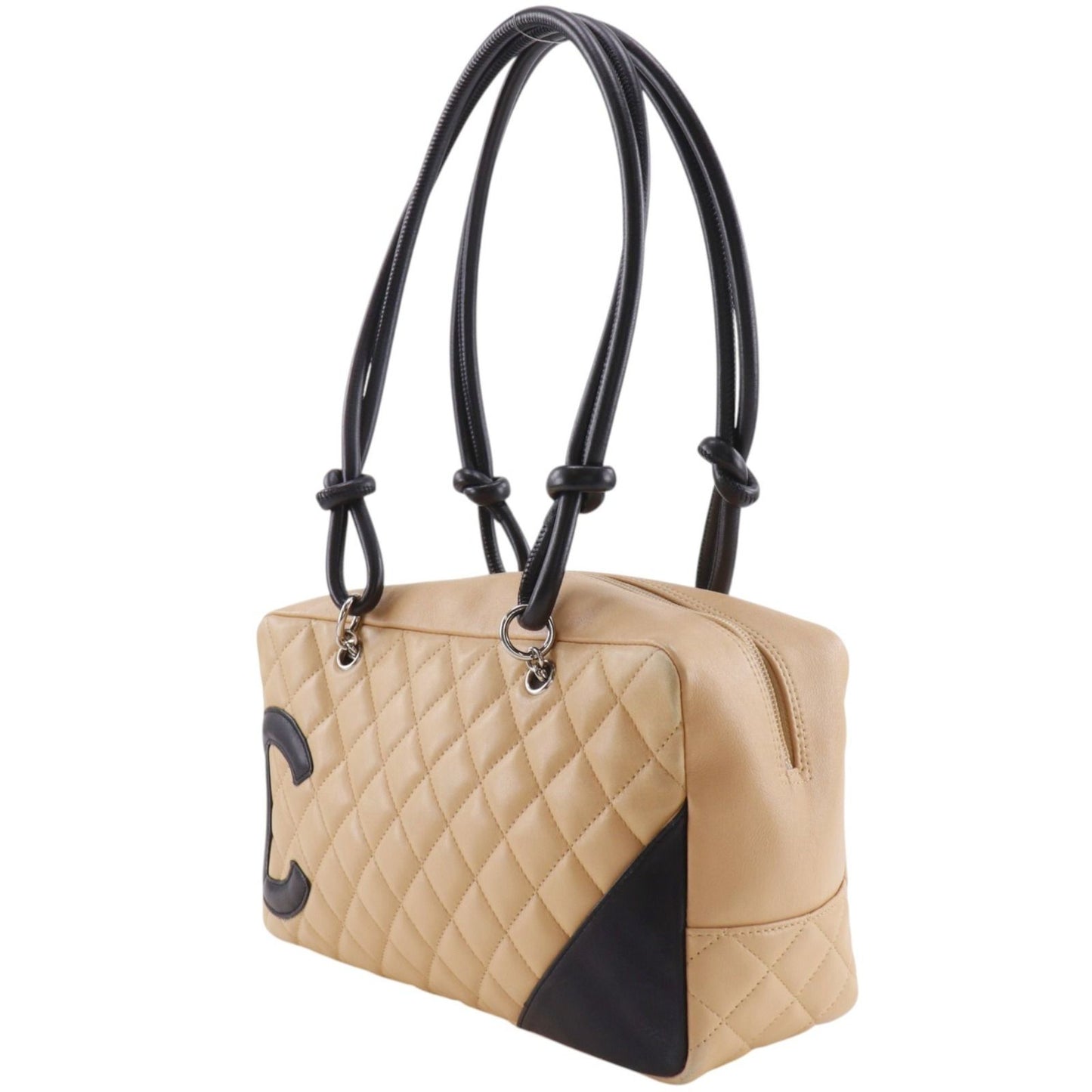 Chanel Bowling Bag Cambon Line Leather Beige Tote — view 2