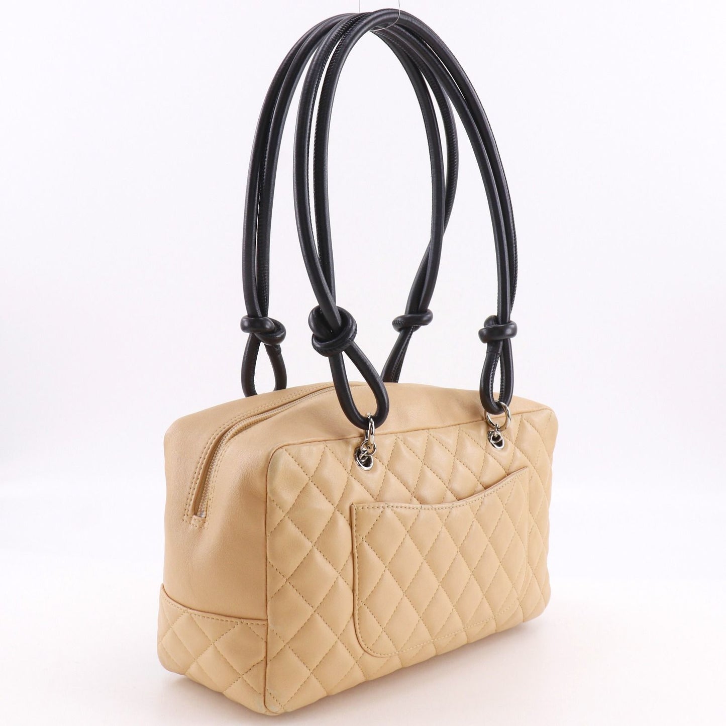 Chanel Bowling Bag Cambon Line Leather Beige Tote — view 3
