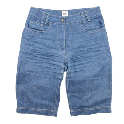 Hermes Medor Button Linen Denim Chambray Shorts H Logo Light Blue 34