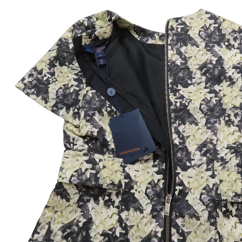 Louis Vuitton Monogram Flower All Over Print Dress Silk Short Sleeve Half Bijou — view 3
