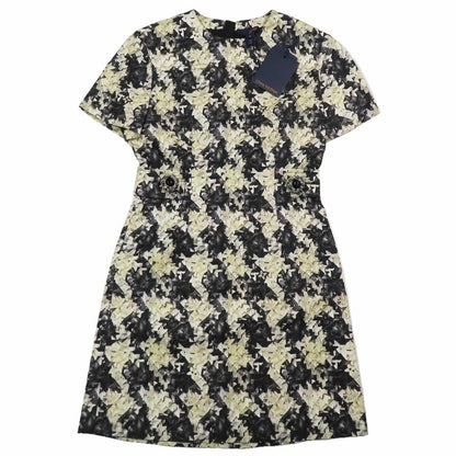Louis Vuitton Monogram Flower All Over Print Dress Silk Short Sleeve Half Bijou