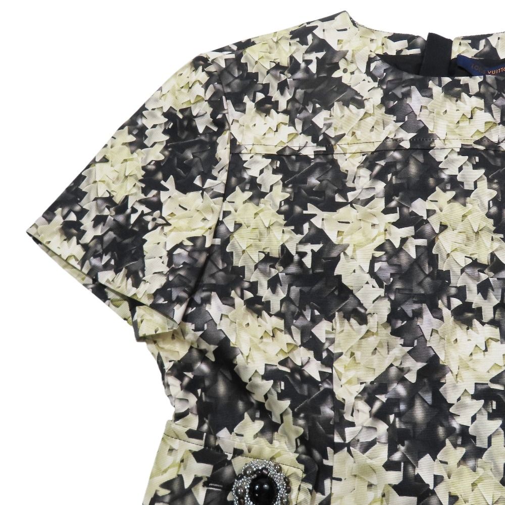 Louis Vuitton Monogram Flower All Over Print Dress Silk Short Sleeve Half Bijou — view 5