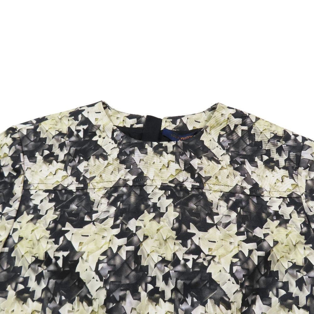 Louis Vuitton Monogram Flower All Over Print Dress Silk Short Sleeve Half Bijou — view 4