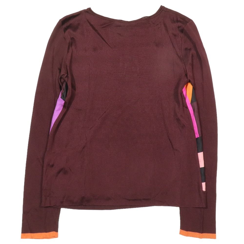 Hermes Twillaine Knit Silk Long Sleeve Geometric Pattern Top Brown Sweater 34 — view 2
