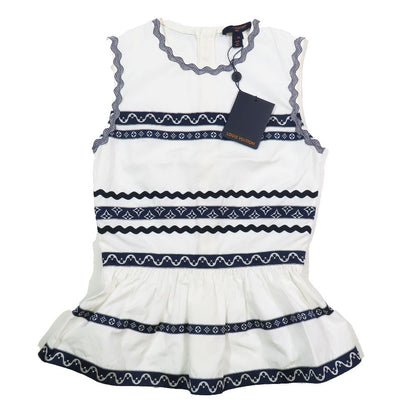 Louis Vuitton Monogram Graphic Trim Sleeveless Peplum Top Shirt Top White 34