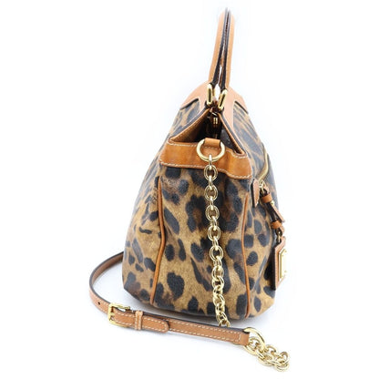 Dolce & Gabbana Leopard Print Hand Chain Shoulder Bag Brown — view 3